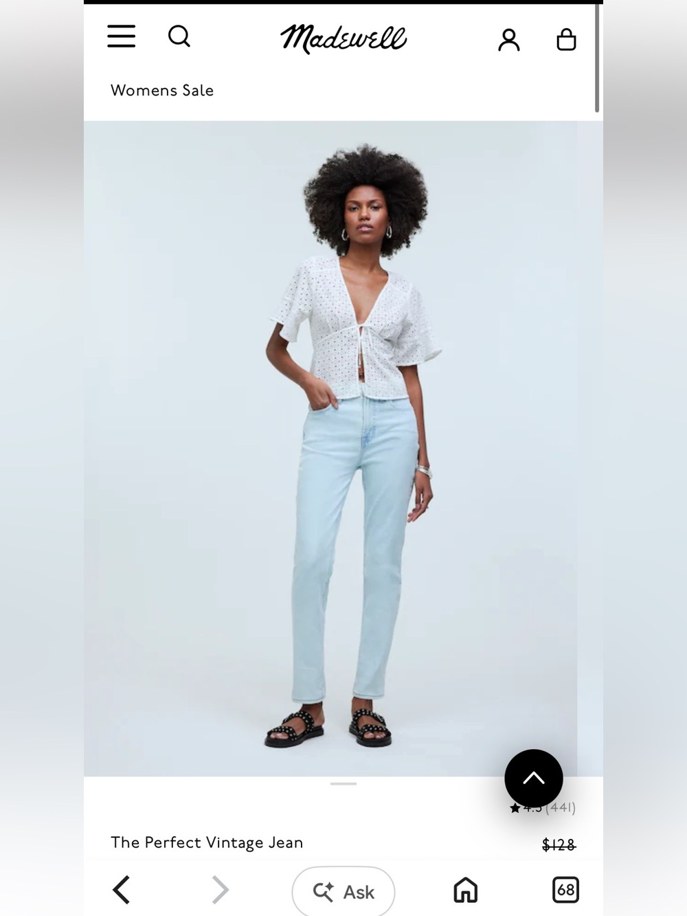 Madewell the perfect vintage jeans in chesthunt wash NWT